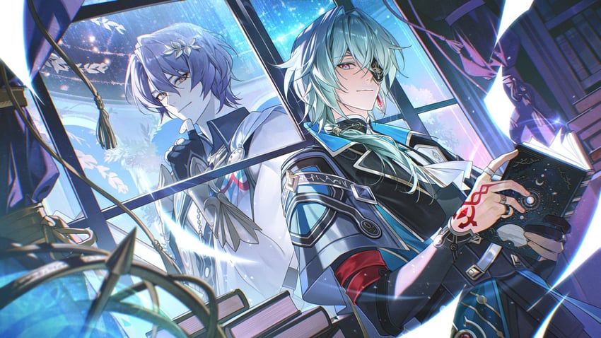 dr. ratio and anaxa (honkai and 1 more) drawn by dal_li_0130