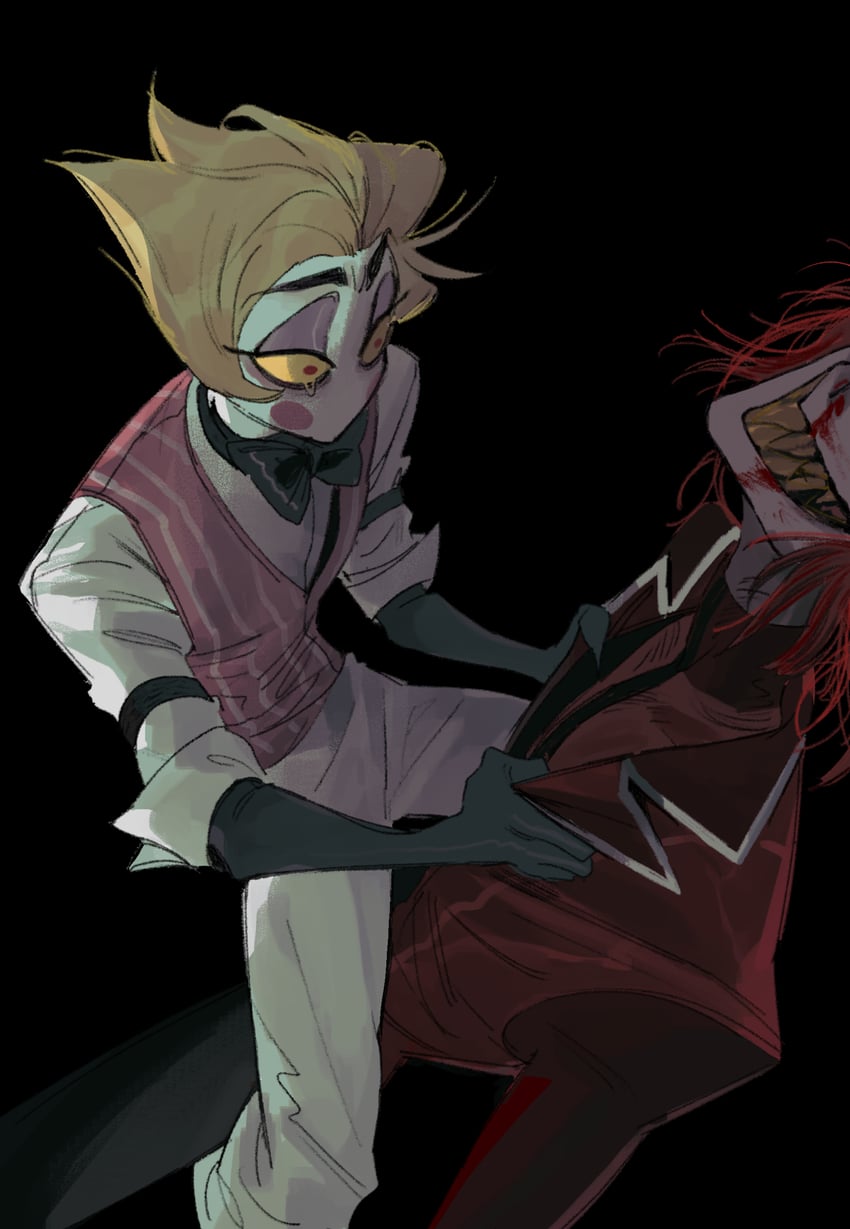 lucifer morningstar and alastor (hazbin hotel) drawn by ihkmf0