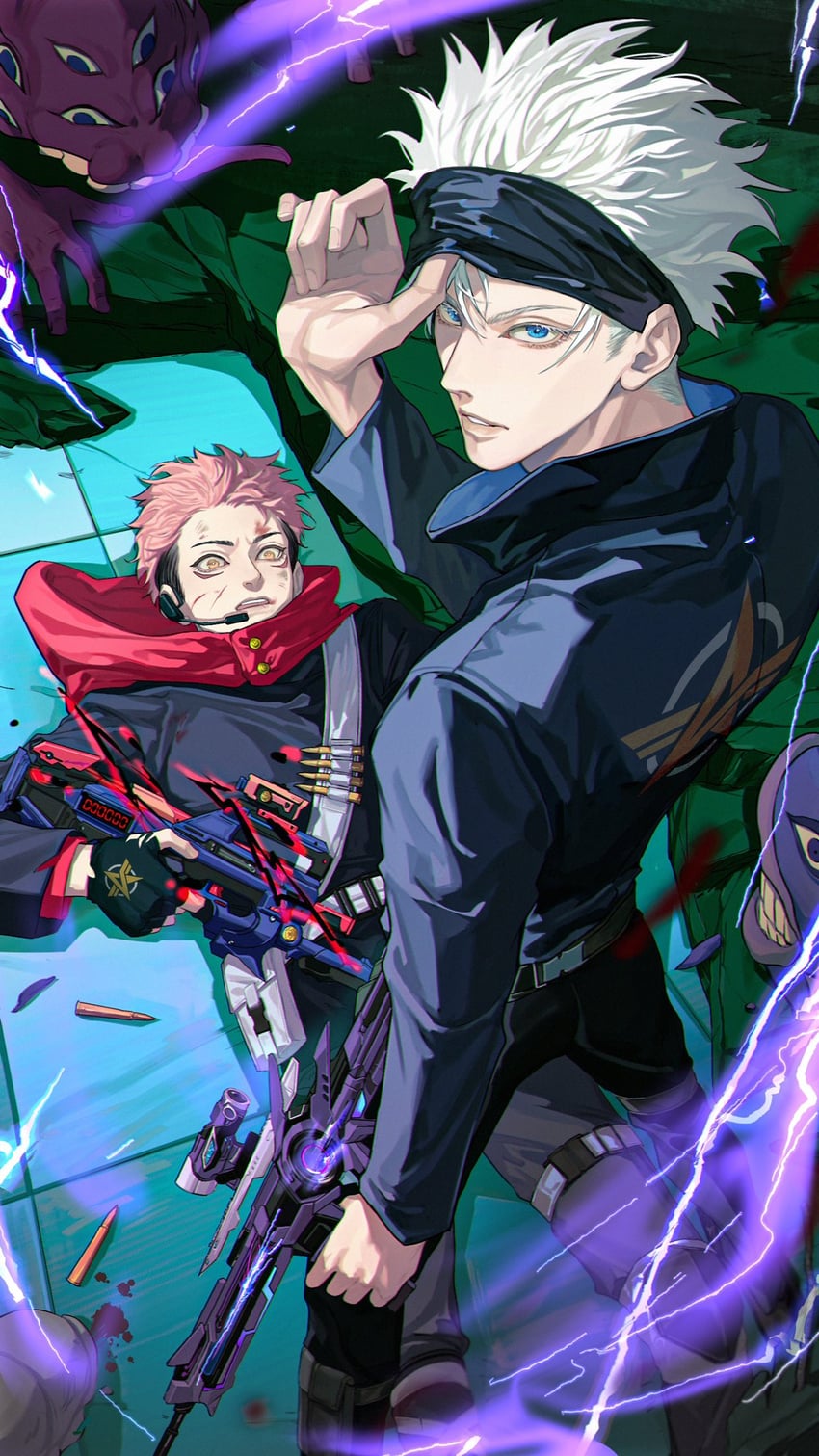 gojou satoru and itadori yuuji (jujutsu kaisen) drawn by royan