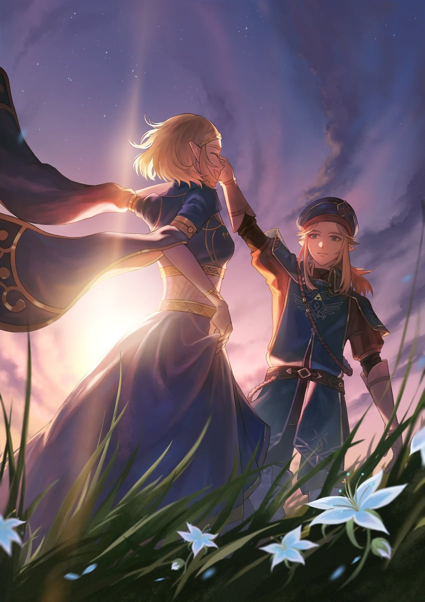 link and princess zelda (the legend of zelda and 1 more) drawn by 07shiyu