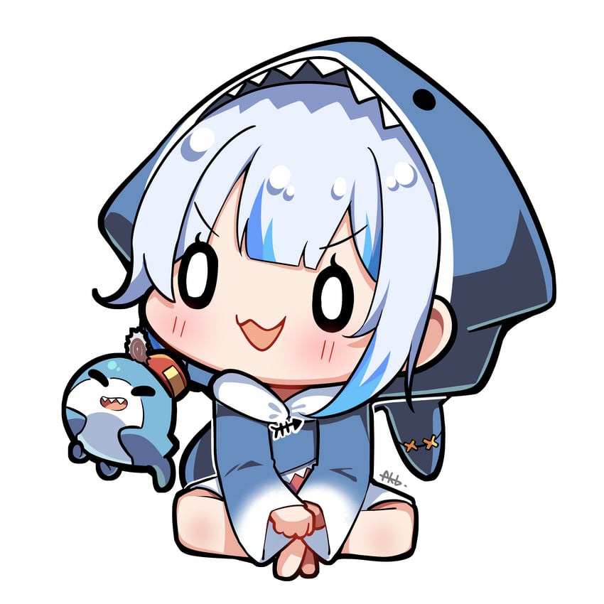 gawr gura and bloop (hololive and 1 more) drawn by farrel_kb