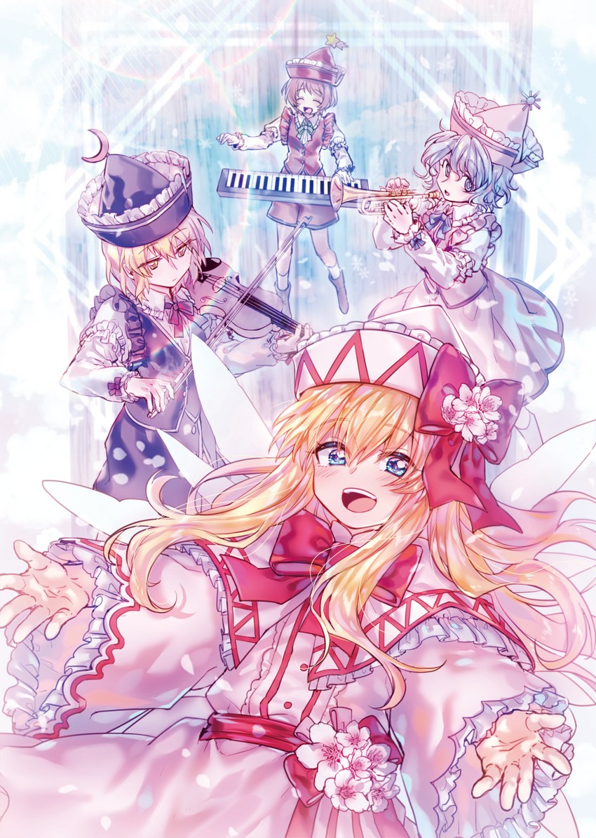 lily white, lunasa prismriver, merlin prismriver, and lyrica prismriver (touhou and 1 more) drawn by here_(hr_rz_ggg)