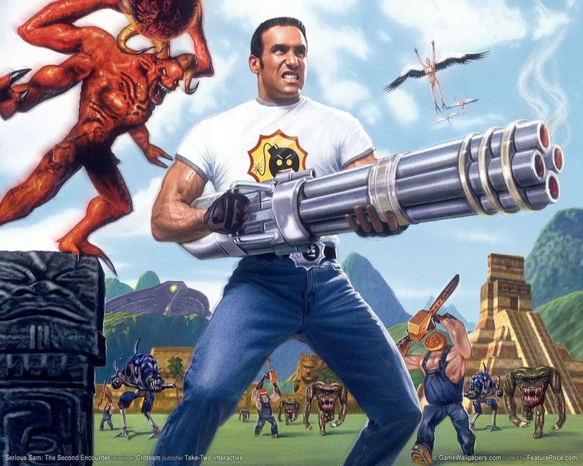 sam stone, gnaar, cucurbito the pumpkin, biomechanoid, fiendian reptiloid demon, and 1 more (serious sam)