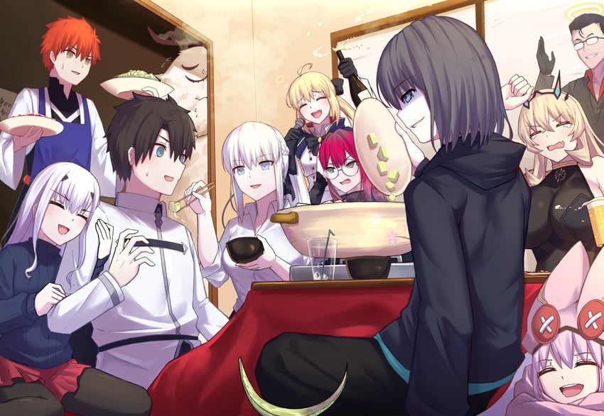artoria pendragon, fujimaru ritsuka, emiya shirou, baobhan sith, artoria caster, and 8 more (fate and 1 more) drawn by natu_zame