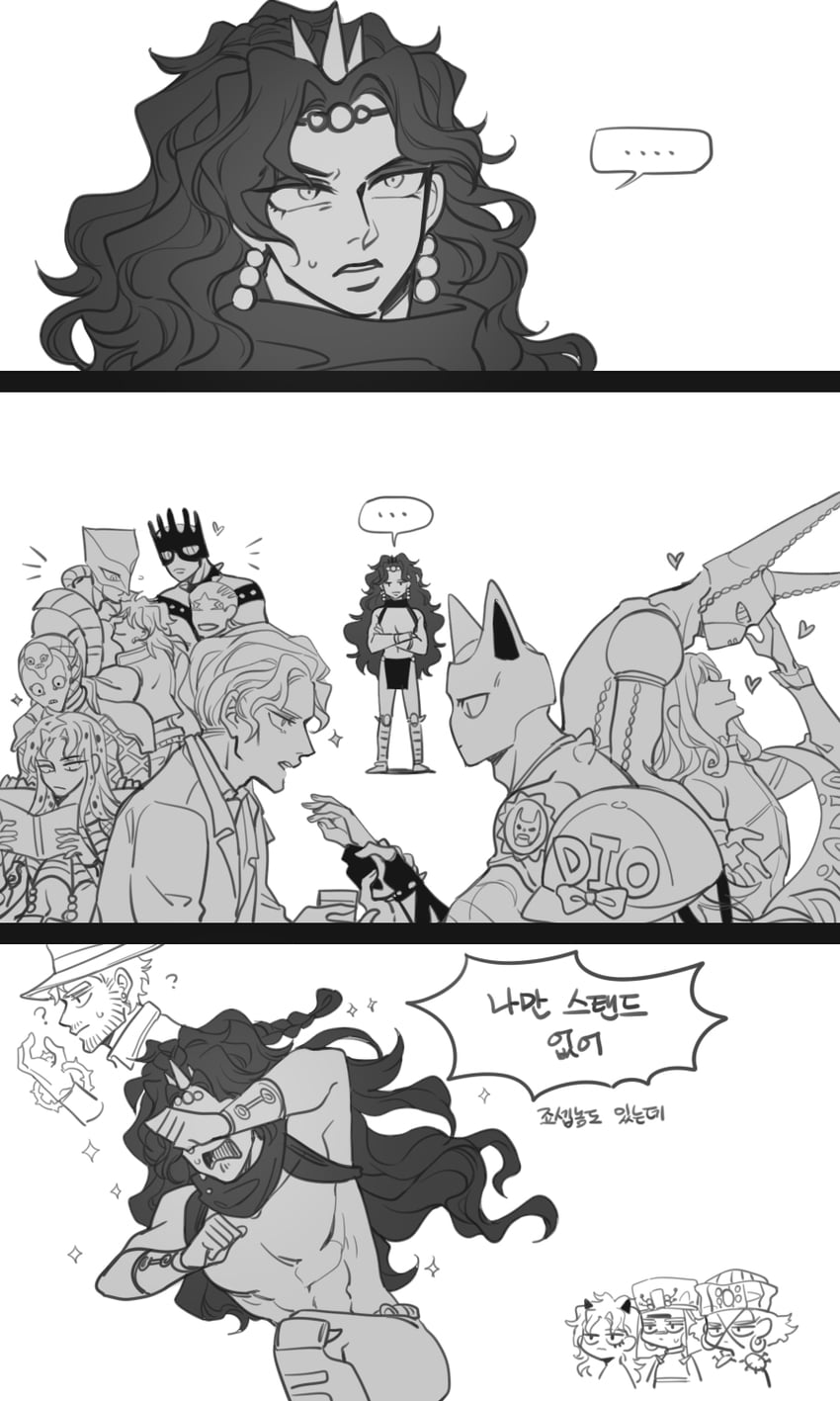 joseph joestar, dio brando, kars, kira yoshikage, diego brando, and 11 more (jojo no kimyou na bouken and 6 more) drawn by sempon_(doppio_note)