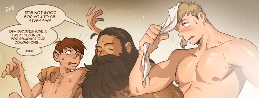 laios touden, senshi, and chilchuck tims (dungeon meshi) drawn by dantesrealm