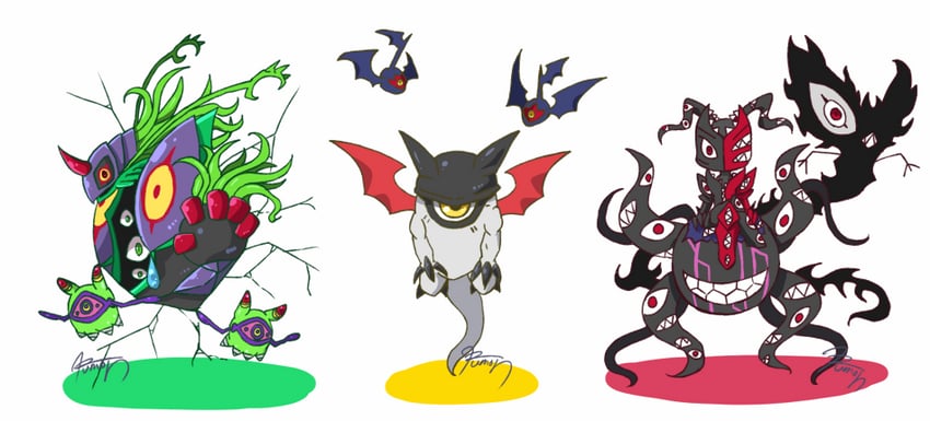 abbadomon core, abbadomon, algomon, algomon baby ii, algomon ultimate, and 4 more (digimon) drawn by rumor_(rumor_dem)