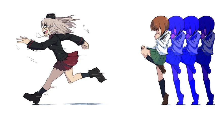 nishizumi miho and itsumi erika (girls und panzer and 1 more) drawn by r-one