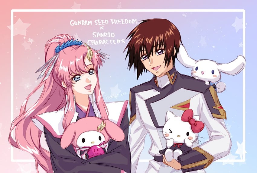 haro, cinnamoroll, hello kitty, my melody, lacus clyne, and 1 more (gundam and 6 more) drawn by aiai_x0301
