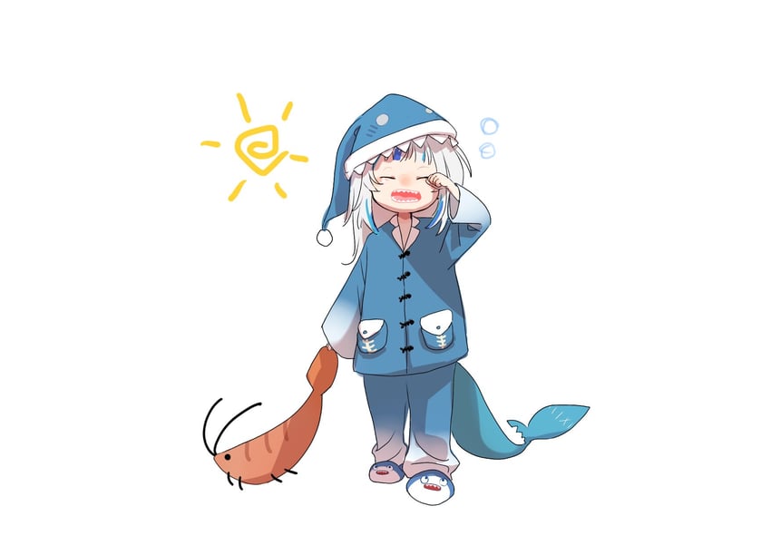 gawr gura, bloop, and ebi-chan (hololive and 1 more) drawn by makugiga