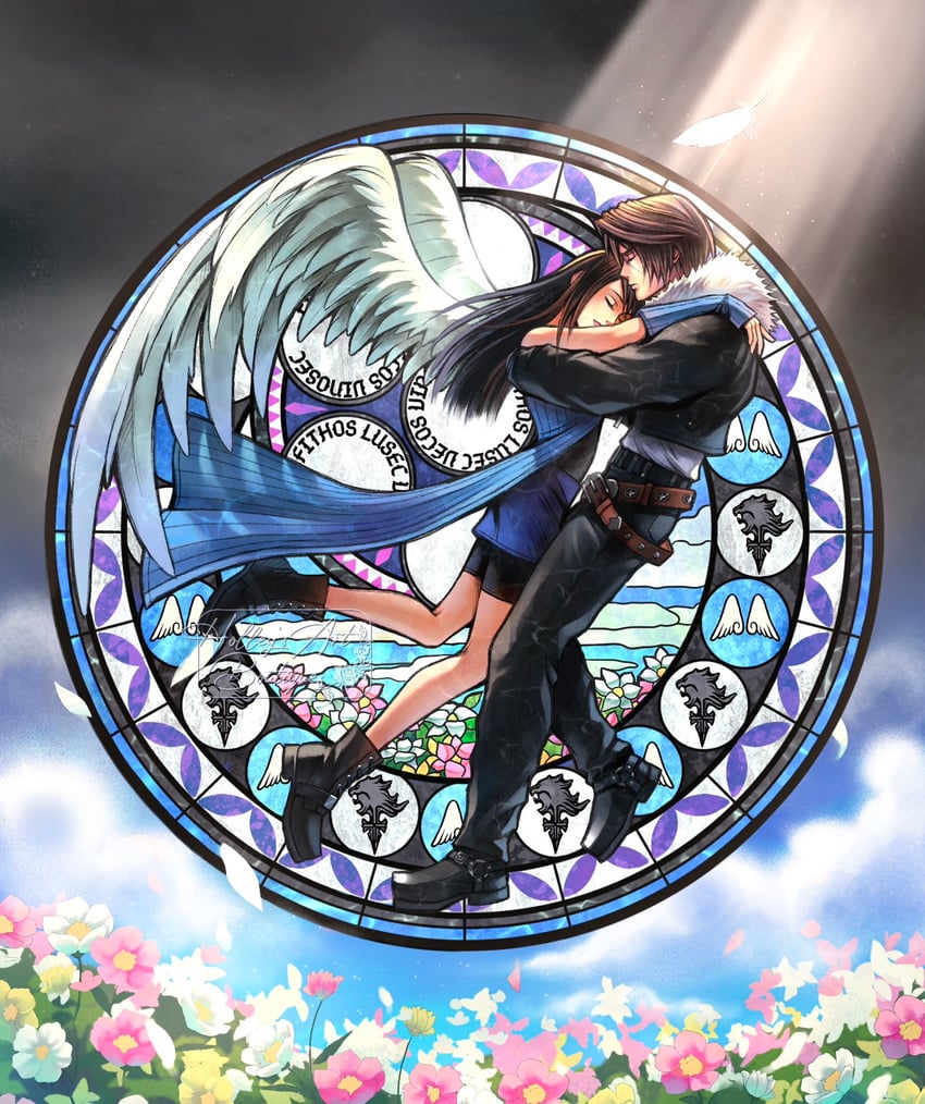 squall leonhart and rinoa heartilly (final fantasy and 2 more) drawn by hollypolllyy