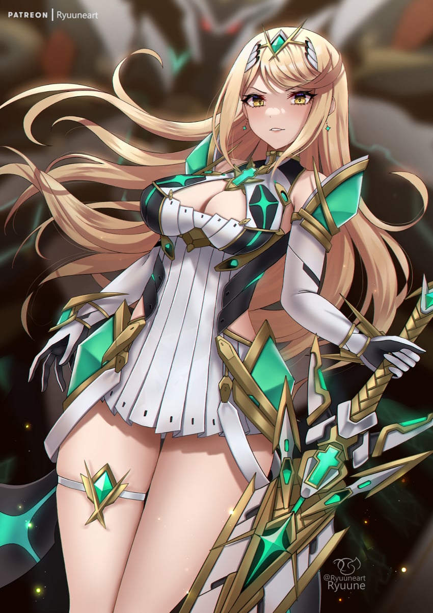 mythra (xenoblade chronicles and 1 more) drawn by ryuuneart
