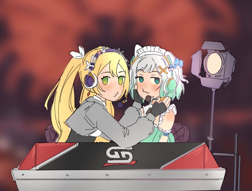 dokibird and mint fantome (indie virtual youtuber and 1 more) drawn by rairay