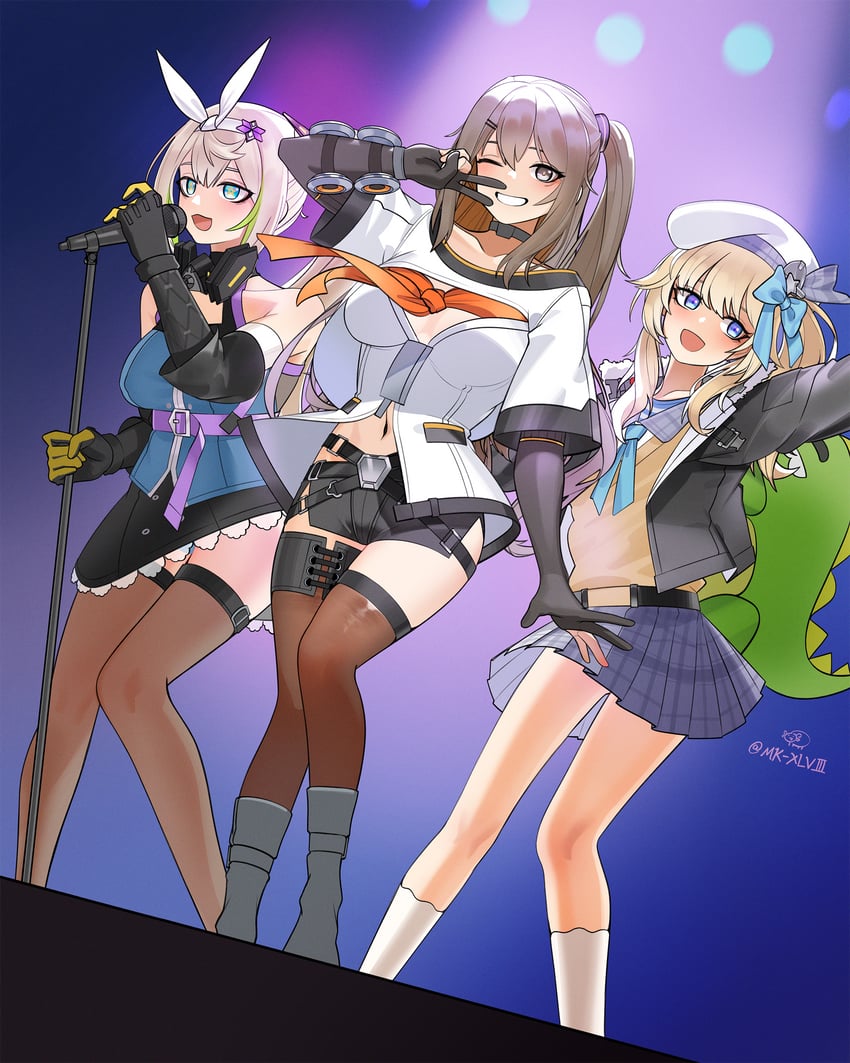 k2, vepley, sharkry, yoohee, and mr. pizza (girls' frontline and 1 more) drawn by mk_xlviii