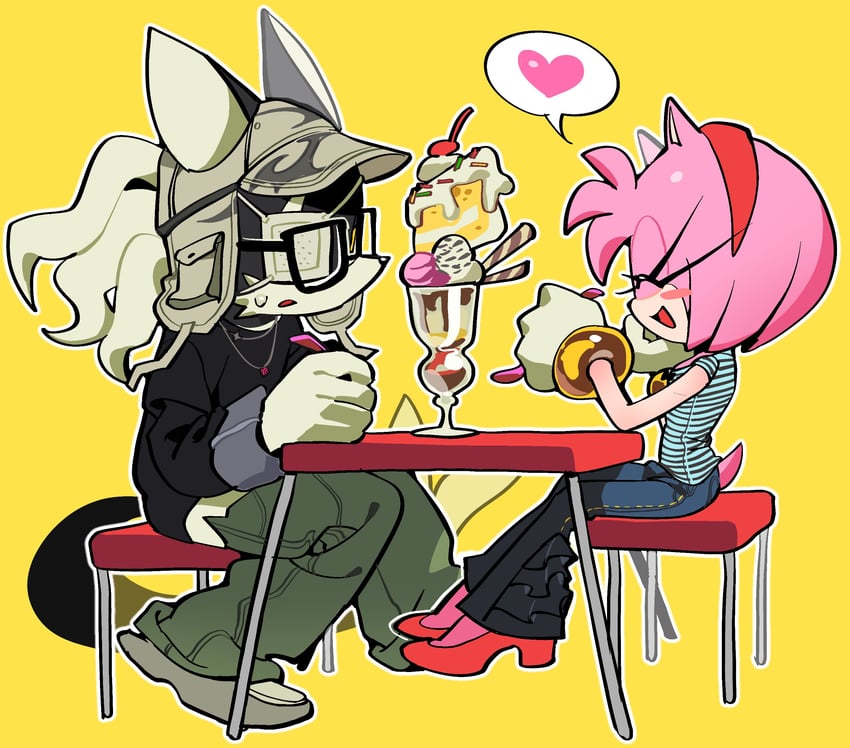 amy rose and infinite (sonic and 2 more) drawn by kosherea