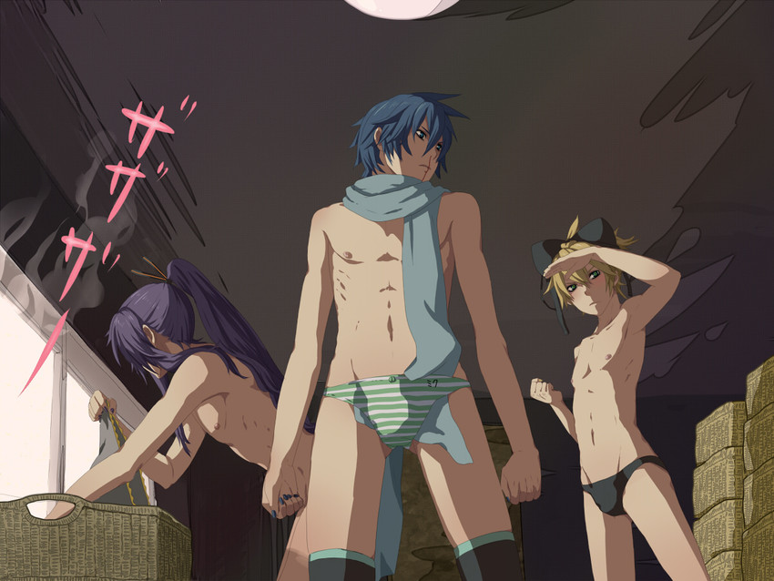 kagamine len, kaito, and kamui gakupo (vocaloid) drawn by nayu