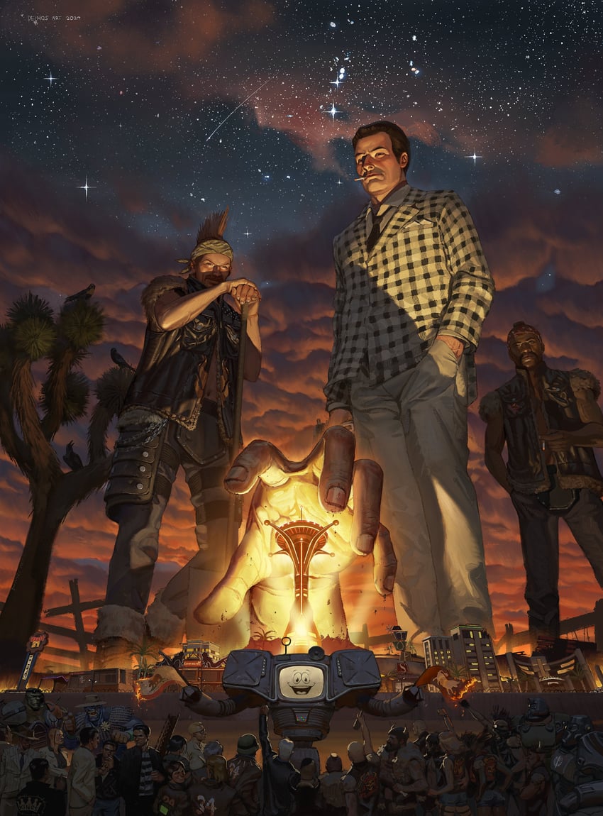 courier, super mutant, arcade gannon, benny, lily bowen, and 6 more (fallout and 1 more) drawn by deimos_art