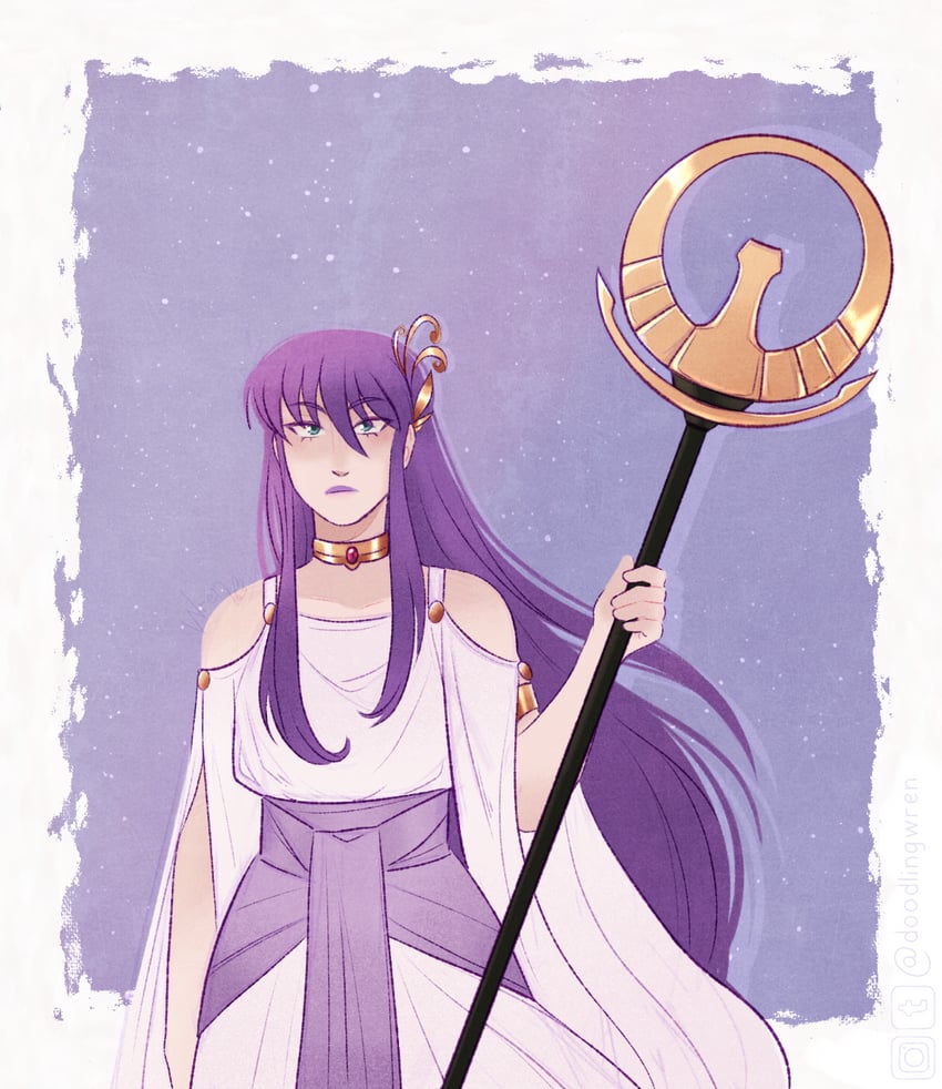 kido saori and athena (saint seiya) drawn by doodlingwren