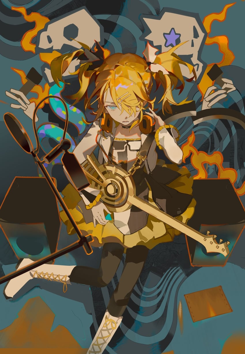 kagamine rin (vocaloid and 1 more) drawn by hegong