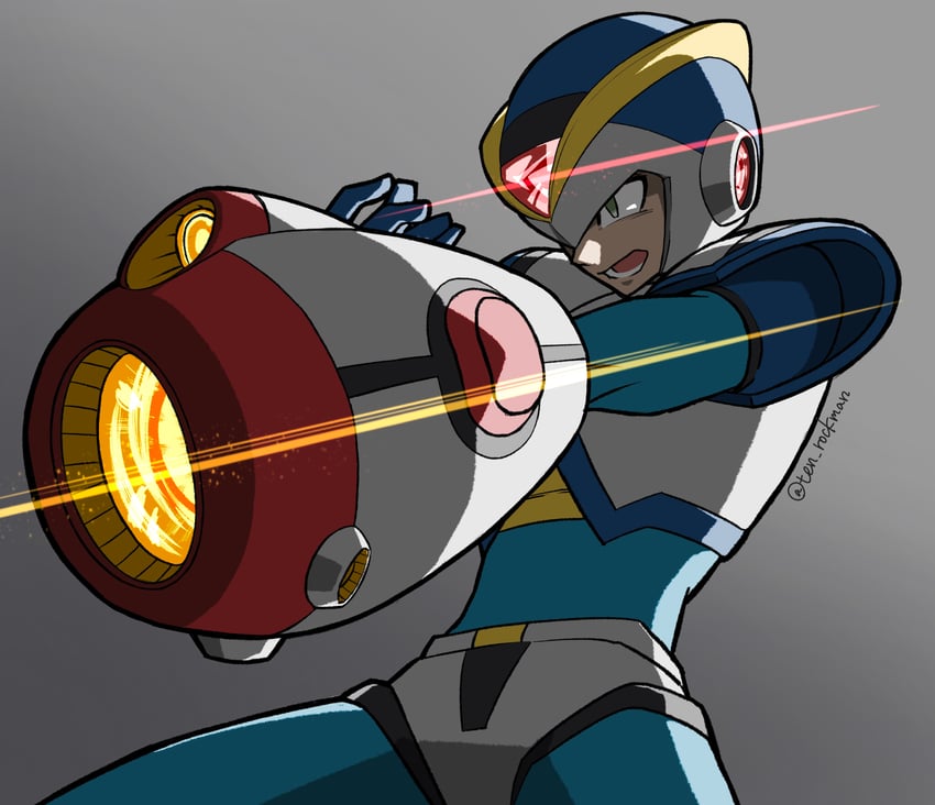 x and first armor x (mega man and 2 more) drawn by ten_(ten_rockman)