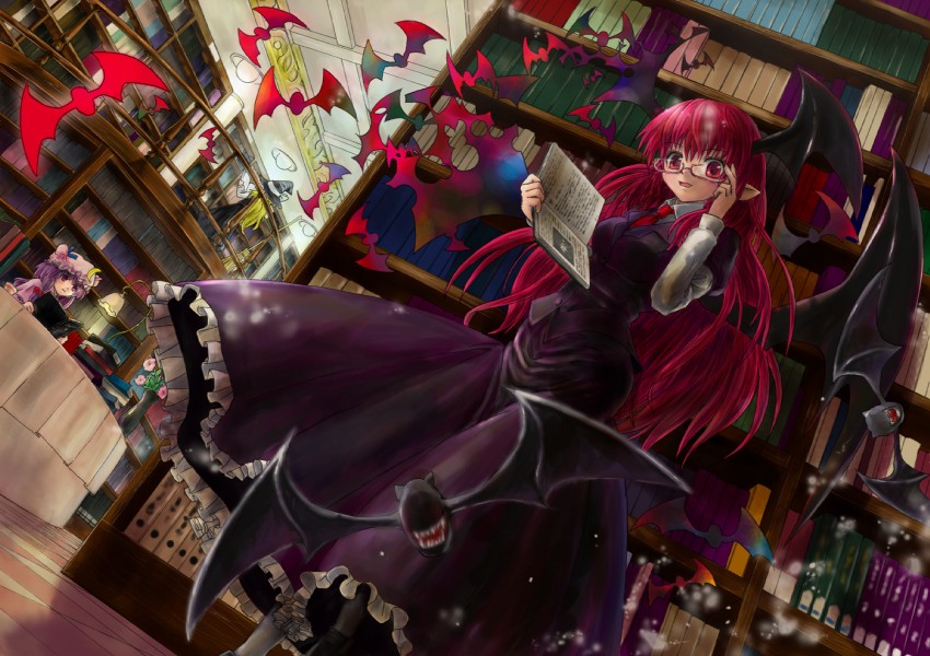 kirisame marisa, patchouli knowledge, and koakuma (touhou) drawn by sawada_moco