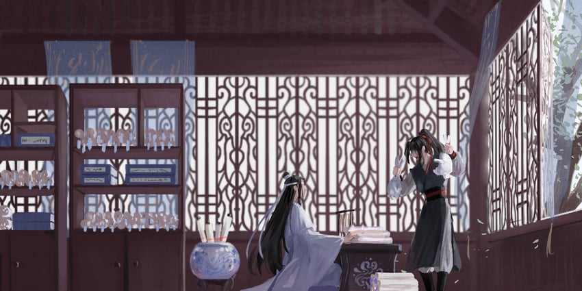 wei wuxian and lan wangji (modao zushi) drawn by xianduguaitan