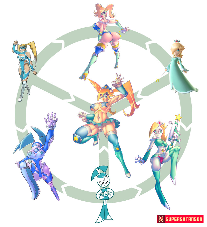 rosalina, rainbow mika, and jenny wakeman (street fighter and 3 more) drawn by supersatanson