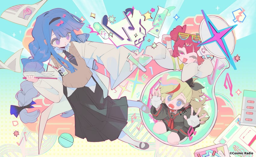 buro, marija, and rin (muse dash) drawn by yexie_pottle