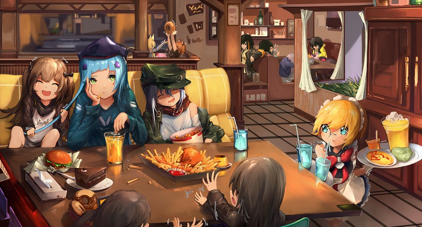 hk416, ump45, ump9, g11, m16a1, and 9 more (girls' frontline) drawn by renze_l