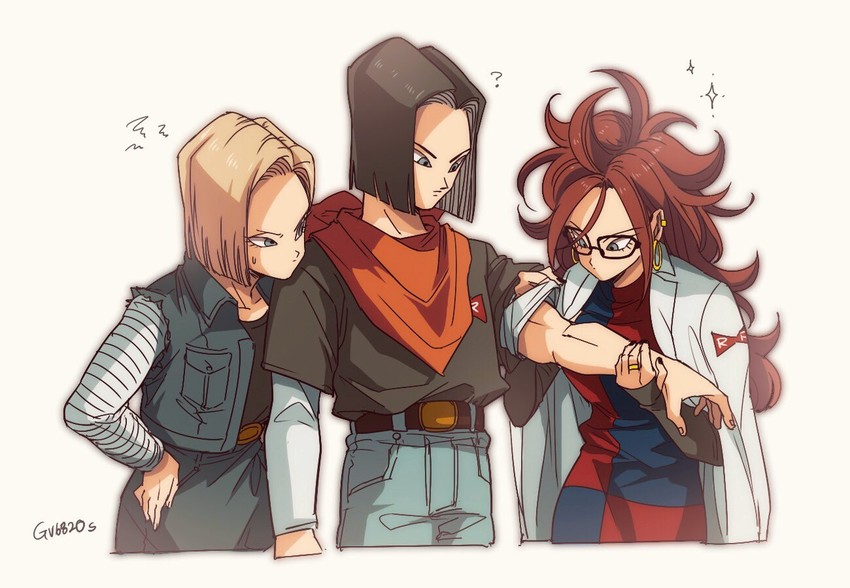 android 18, android 21, and android 17 (dragon ball and 2 more) drawn by tama_azusa_hatsu