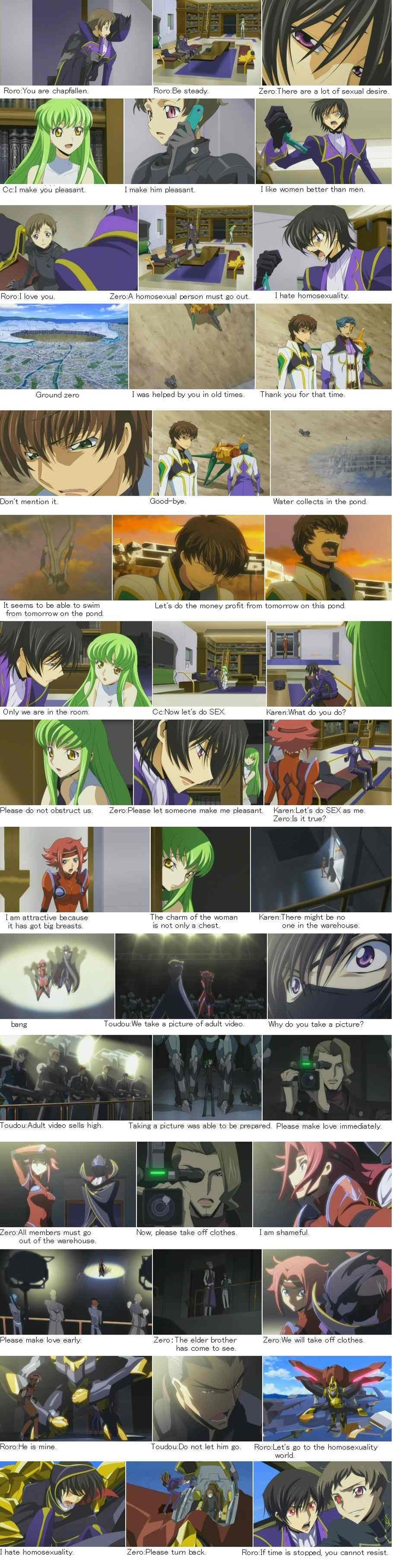 c.c., lelouch vi britannia, kouzuki kallen, kururugi suzaku, zero, and 10 more (code geass)