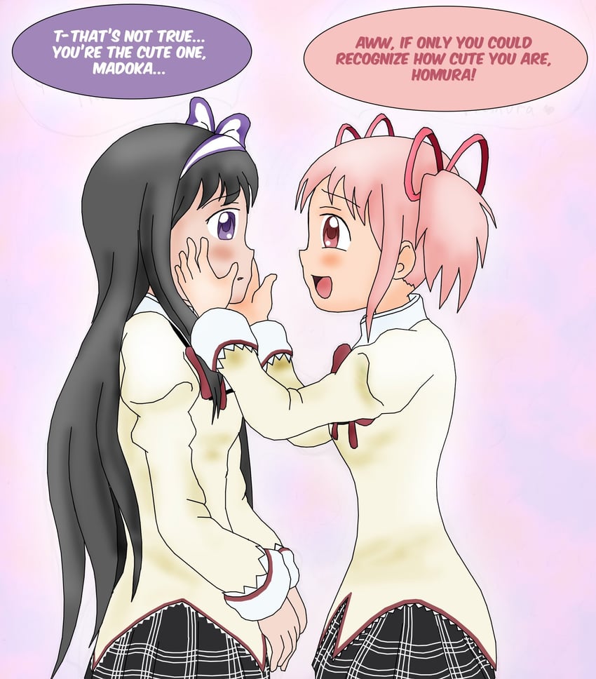 akemi homura and kaname madoka (mahou shoujo madoka magica) drawn by majka626