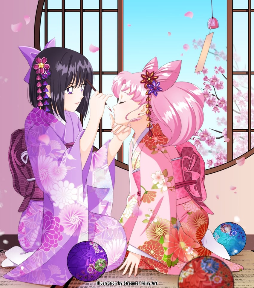 chibi usa and tomoe hotaru (bishoujo senshi sailor moon) drawn by koya