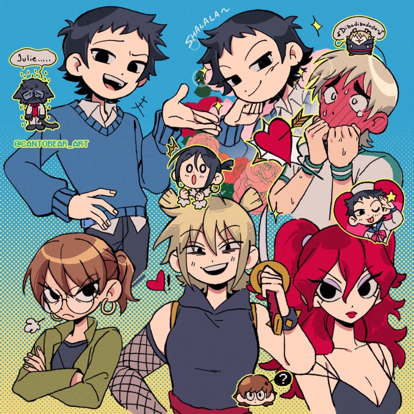wallace wells, todd ingram, knives chau, roxie richter, gideon graves, and 3 more (scott pilgrim and 1 more) drawn by cantobear
