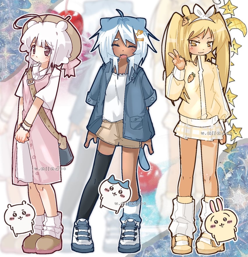 chiikawa, hachiware, and usagi (chiikawa) drawn by thea_(w_alladoo)