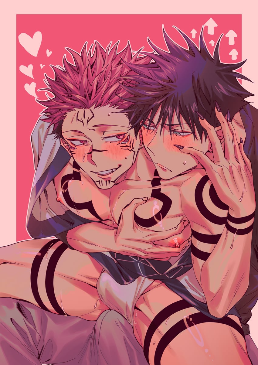 fushiguro megumi and ryoumen sukuna (jujutsu kaisen) drawn by azukiharuta_ju