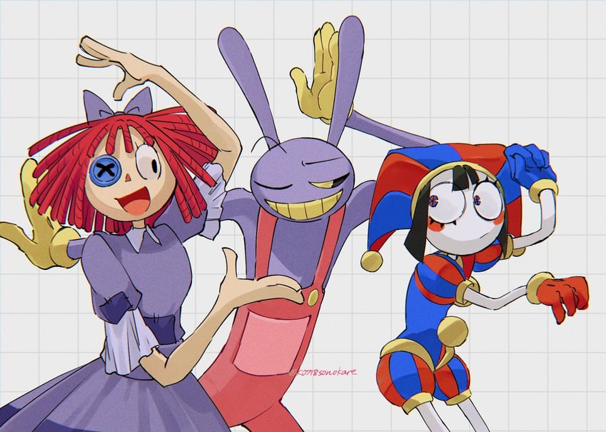 pomni, jax, and ragatha (the amazing digital circus and 1 more) drawn by sonokare