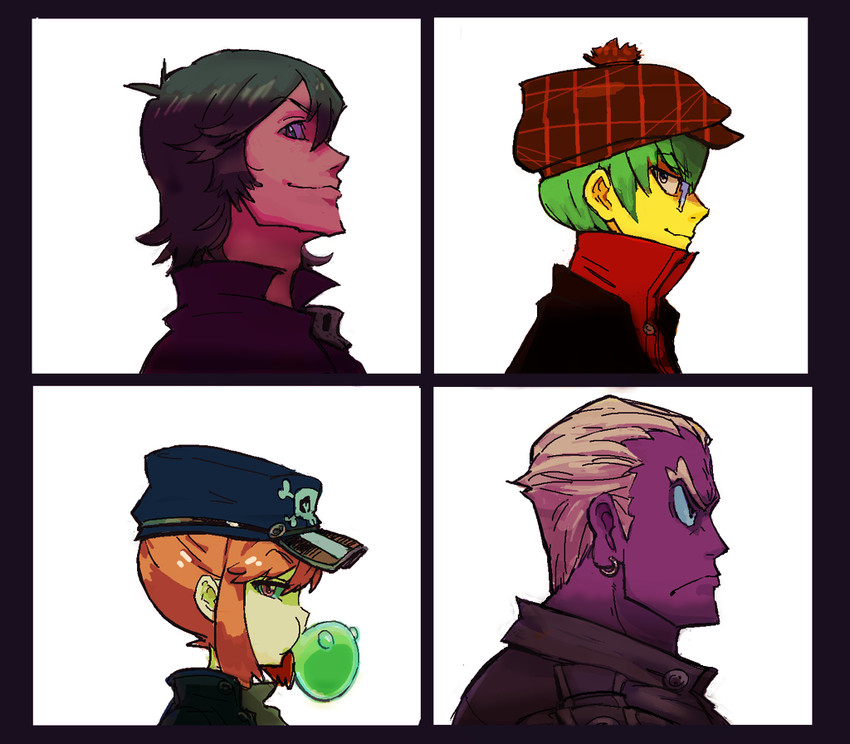 jakuzure nonon, gamagoori ira, sanageyama uzu, and inumuta houka (kill la kill and 2 more) drawn by gyosone