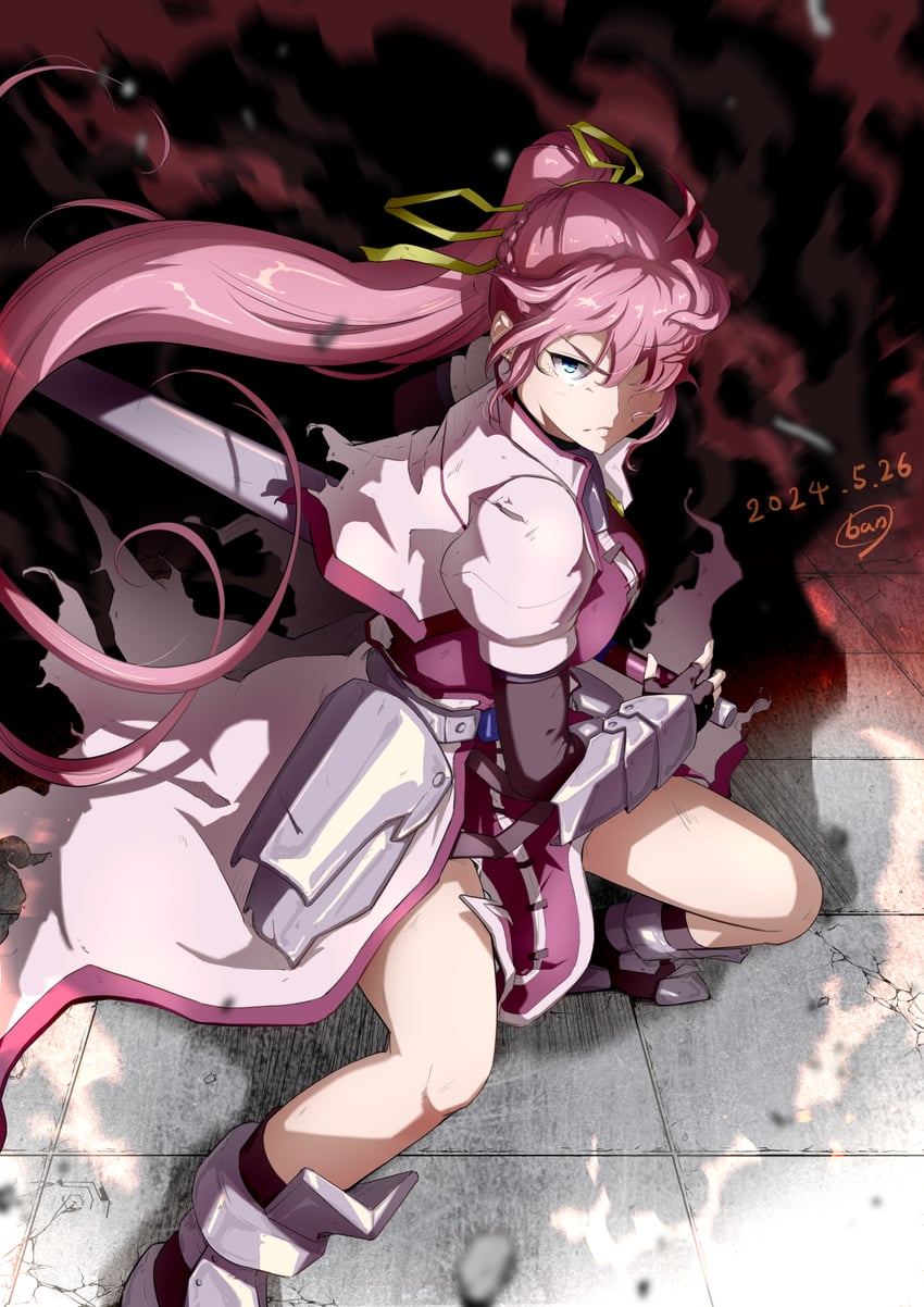 signum and laevatein (lyrical nanoha and 3 more) drawn by ban_(777purin)