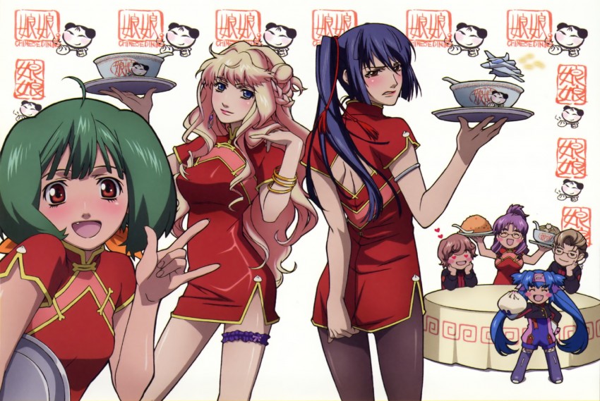 sheryl nome, ranka lee, saotome alto, klan klein, mikhail buran, and 2 more (macross and 1 more)