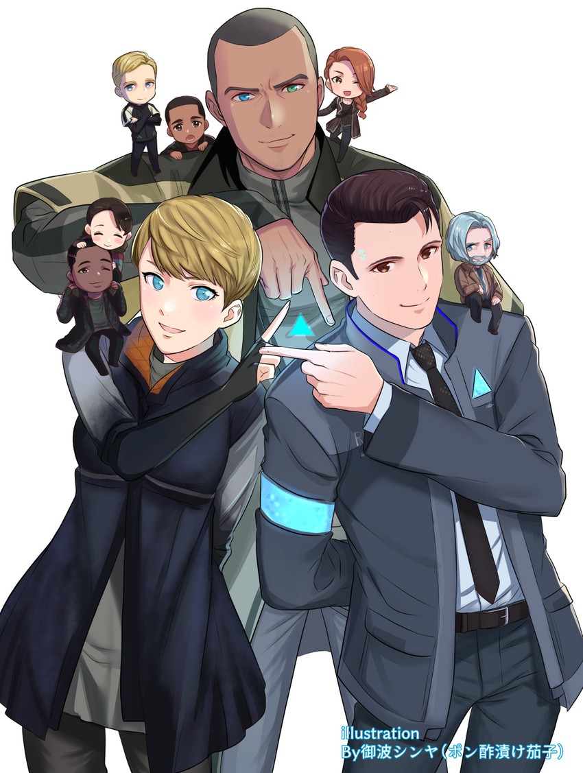 connor, kara, hank anderson, markus, simon, and 4 more (detroit: become human) drawn by tare7gasi_mi