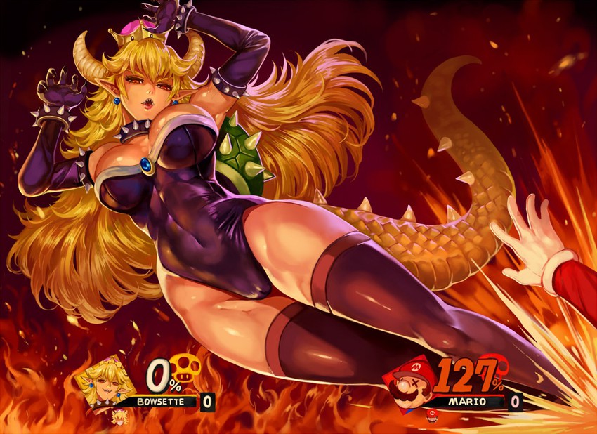 mario and bowsette (mario and 2 more) drawn by whistlerx