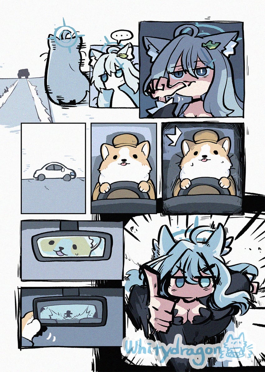 shiroko and shiroko terror (blue archive) drawn by whitydragon