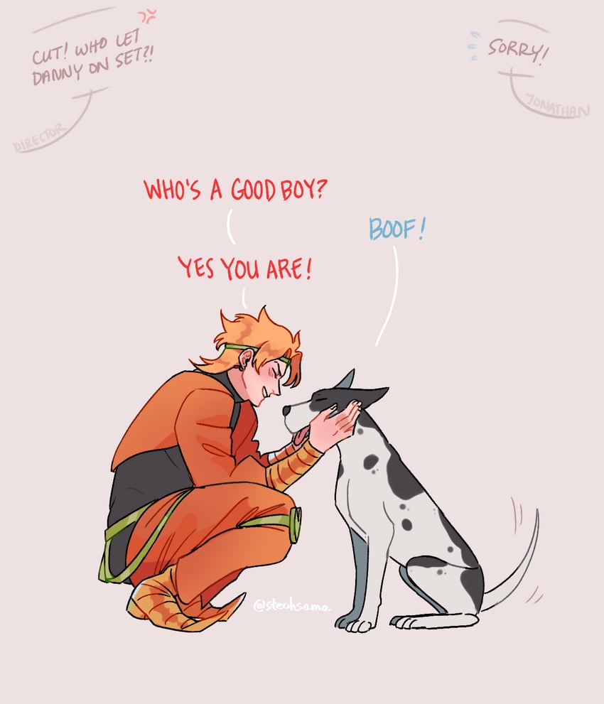 dio brando and danny (jojo no kimyou na bouken and 2 more) drawn by steohsama