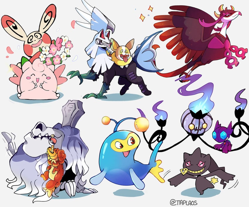 chandelure, yamper, banette, sableye, silvally, and 6 more (pokemon) drawn by taplaos