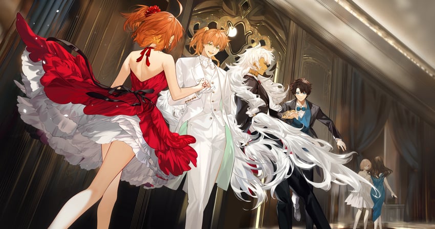 mash kyrielight, fujimaru ritsuka, leonardo da vinci, romani archaman, and solomon (fate and 1 more) drawn by arlizi