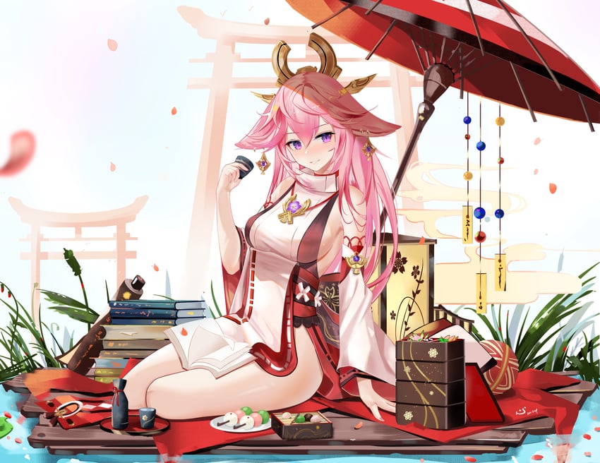 yae miko (genshin impact) drawn by sabou_san-shitsu_kokoro