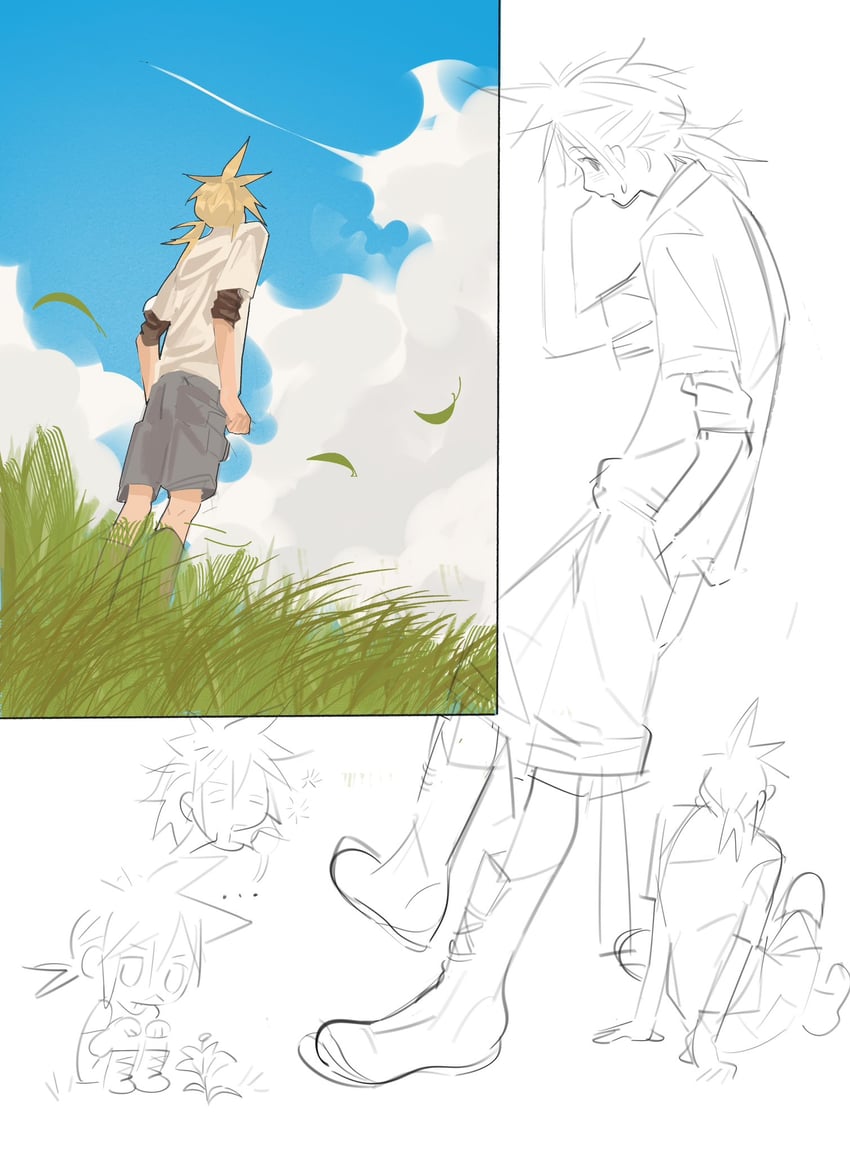 cloud strife (final fantasy and 2 more) drawn by lentymet
