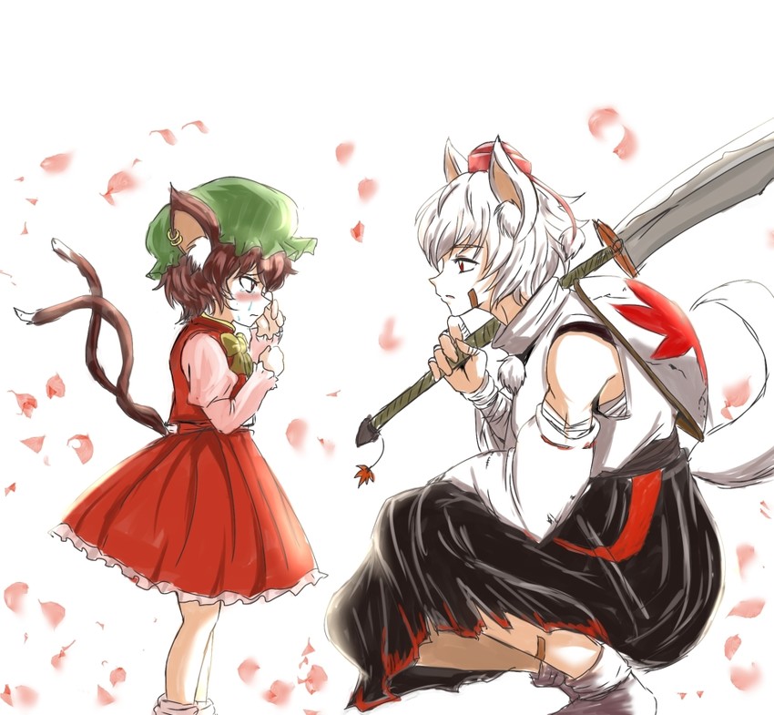 inubashiri momiji and chen (touhou) drawn by futagojima
