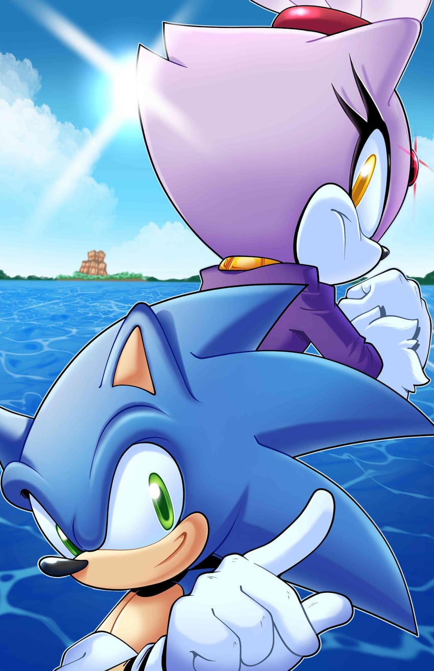 sonic the hedgehog and blaze the cat (sonic and 1 more) drawn by novika